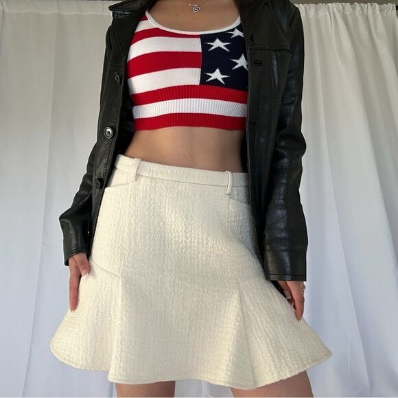 Cream flared preppy skirt - Picture 1 of 6
